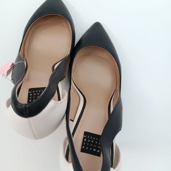WHITE HOUSE BLACK MARKET WOMENS BLACK/WHITE PUMPS SIZE 9.5M - Picture 6 of 16
